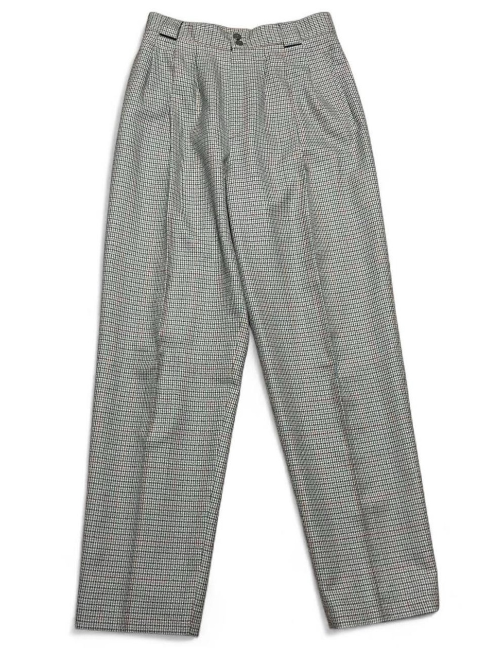 Vintage Georgio Sant Angelo Pants Womens Size 10 100% Wool Plaid Pleated Trouser